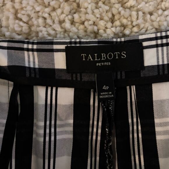 Talbots Black and White Plaid Ankle Pull On Pants Size 4 Petite - Picture 5 of 10